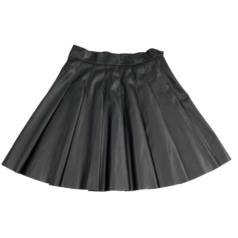 Kendall & Kylie Faux Leather Skirt Womens XS Pleated Black Preppy Goth